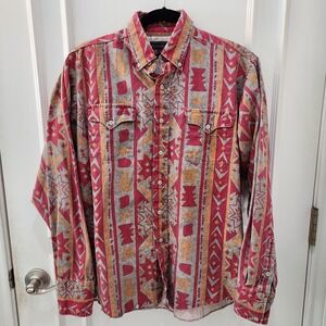 Vintage Panhandle Slim Shirt Mens 16-36 Southwestern Aztec Western USA 90s